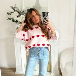 PULL PINK COEURS ROUGES