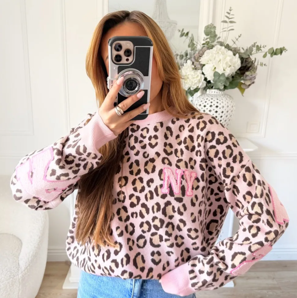 PULL PINK LÉOPARD NEW YORK