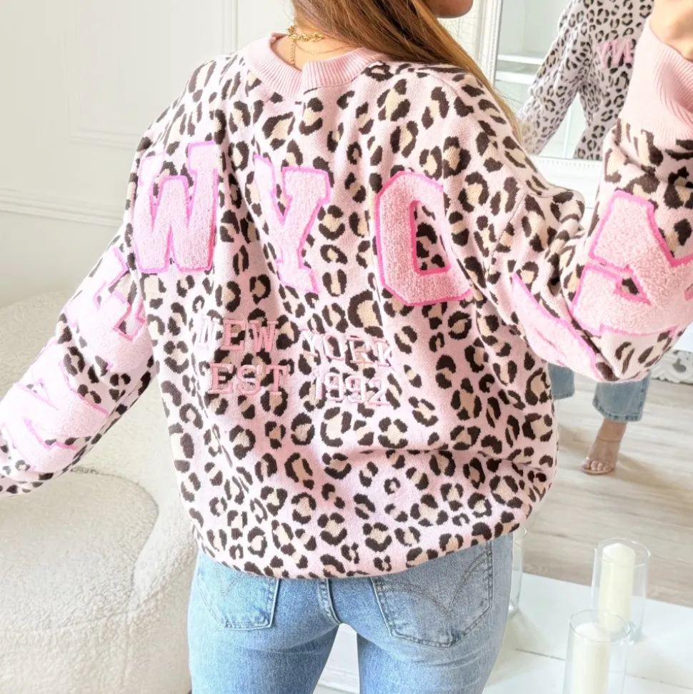 PULL PINK LÉOPARD NEW YORK