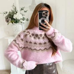 PULL PINK MOTIFS COUP DE COEUR OLY