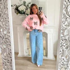 PULL PINK NOEUDS LÉOPARD