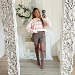 PULL POLO BLANC RAYURES PINK CHARLÉNE