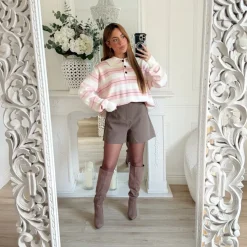 PULL POLO BLANC RAYURES PINK CHARLÉNE