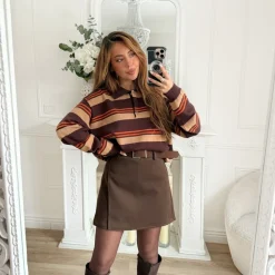 PULL STYLE POLO CHOCO RAYURES CÉCILIA