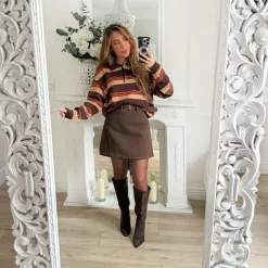 PULL STYLE POLO CHOCO RAYURES CÉCILIA