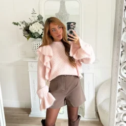 PULL VOLANTS ROSE PASTEL