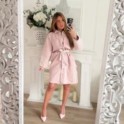 ROBE CHEMISE EN JEAN VIEUX ROSE