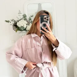 ROBE CHEMISE EN JEAN VIEUX ROSE