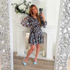 ROBE CHOCO FLEURS BLEUES