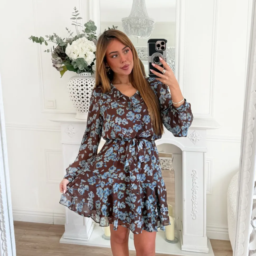 ROBE CHOCO FLEURS BLEUES