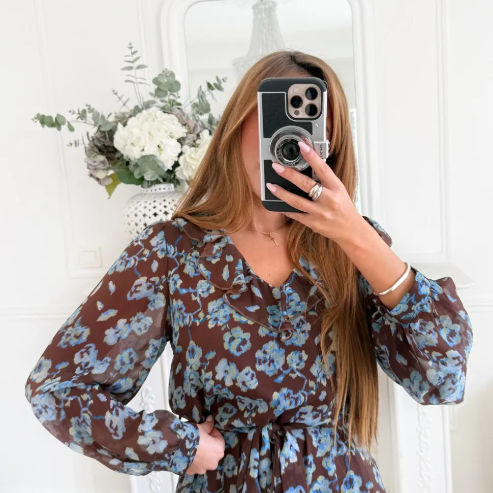 ROBE CHOCO FLEURS BLEUES
