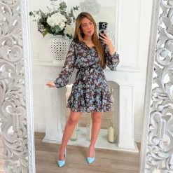 ROBE CHOCO FLEURS BLEUES