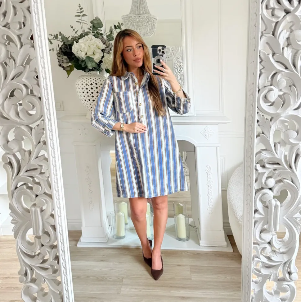 ROBE EN JEAN RAYURES