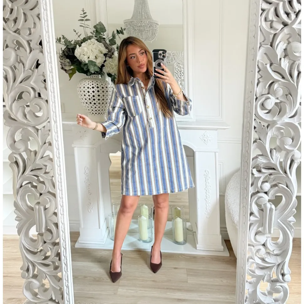 ROBE EN JEAN RAYURES