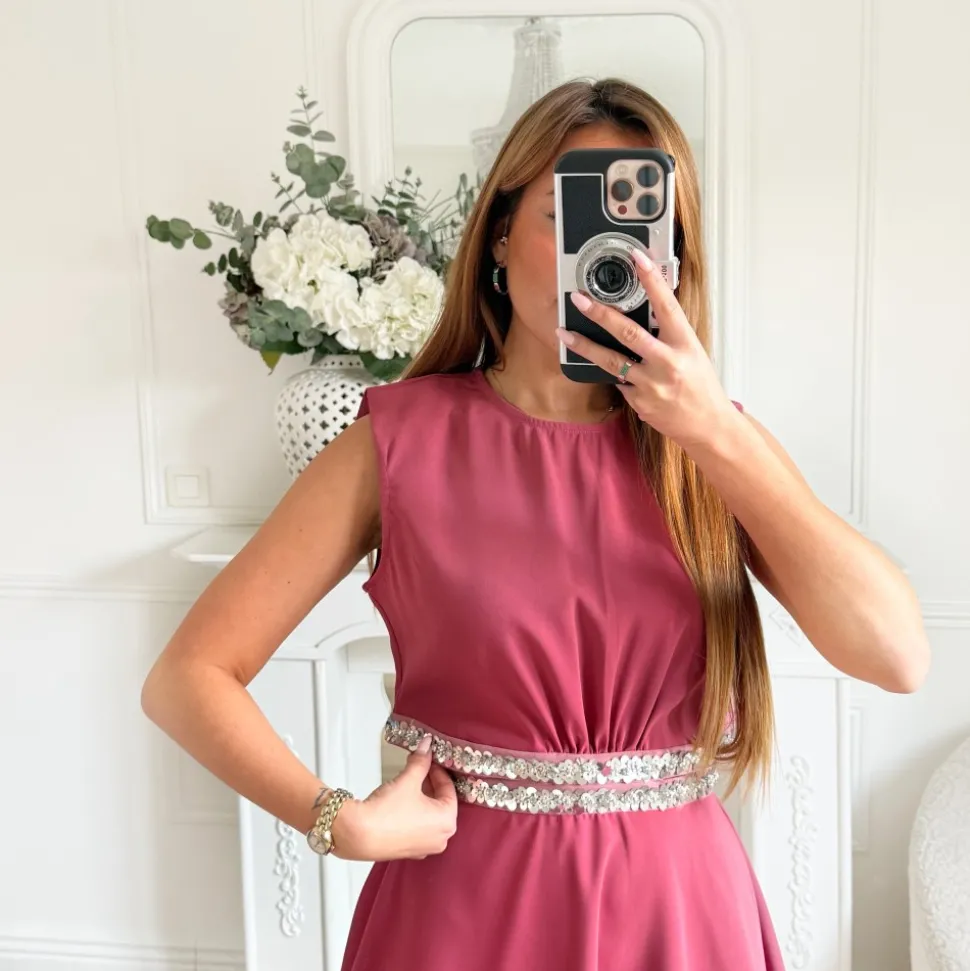 ROBE FENTES STRASS CHERRY