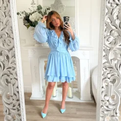 ROBE FLUIDE ICE BLUE VOLANTS