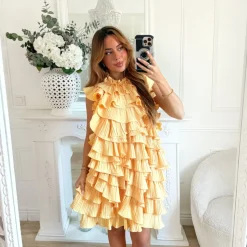 ROBE FROUFROUS JAUNE DOS NU