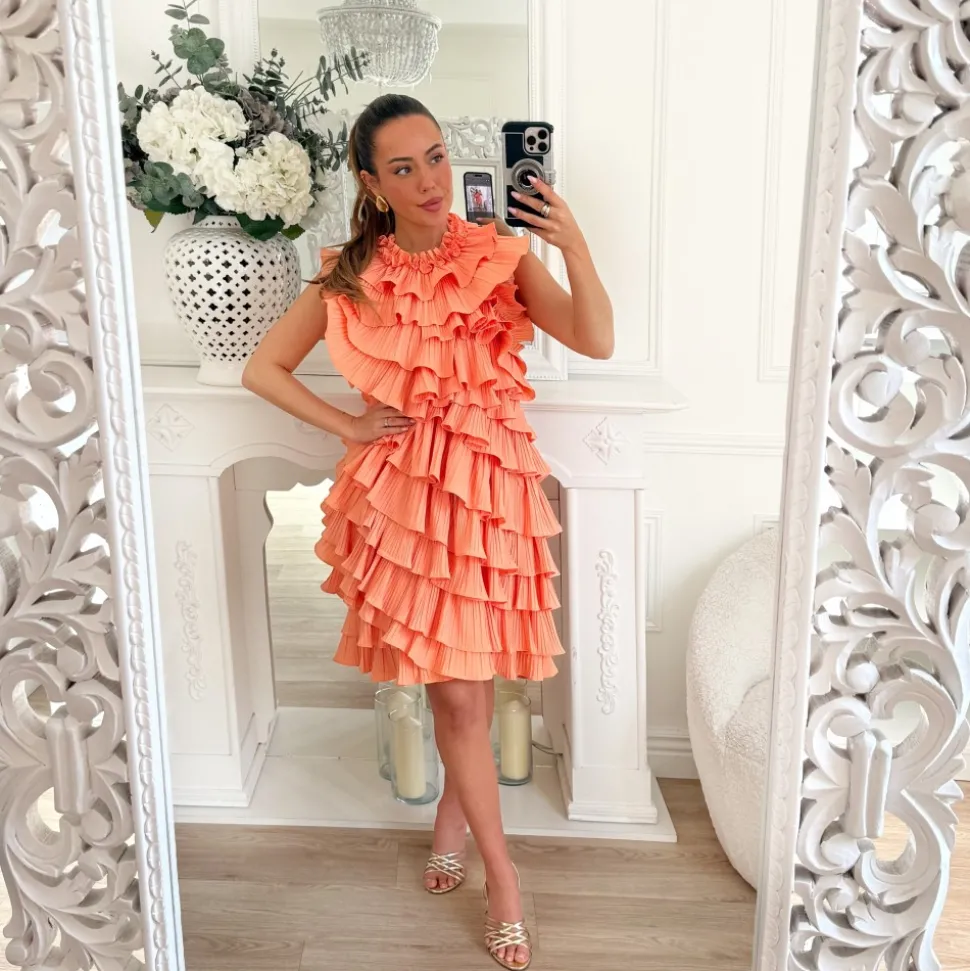 ROBE FROUFROUS ORANGE DOS NU