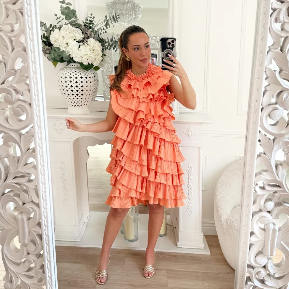 ROBE FROUFROUS ORANGE DOS NU