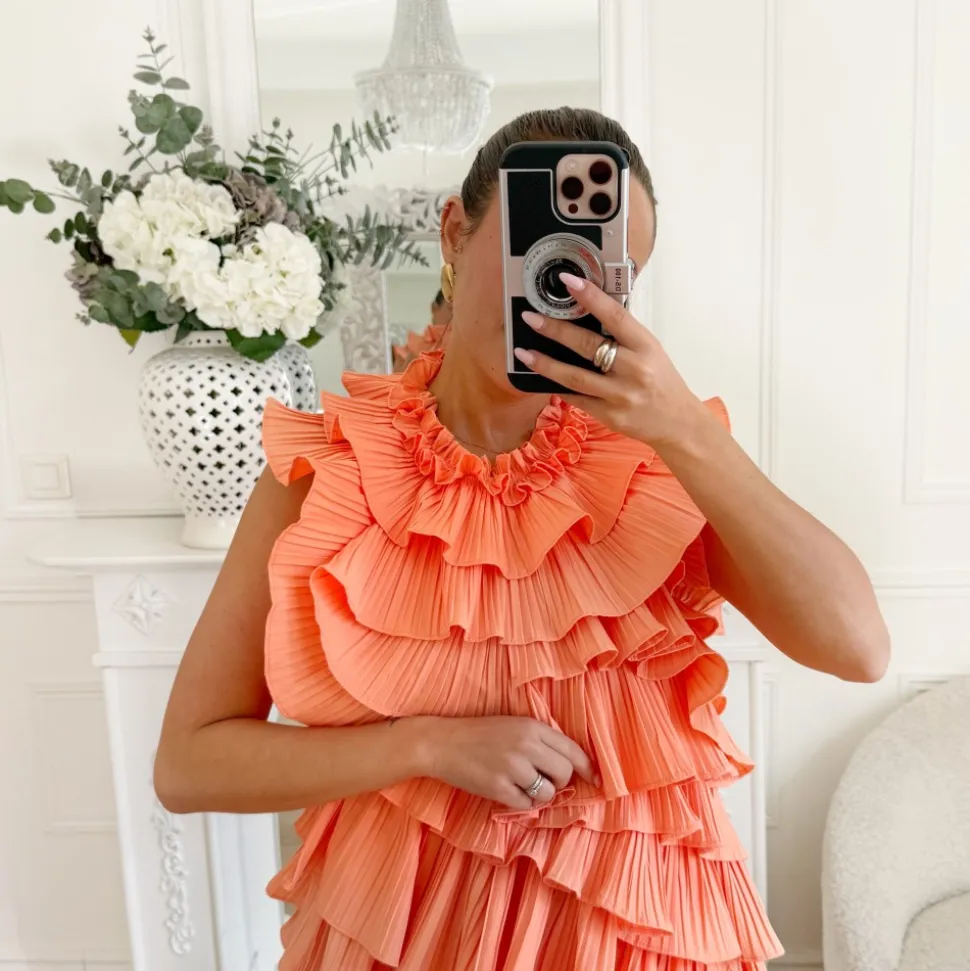 ROBE FROUFROUS ORANGE DOS NU