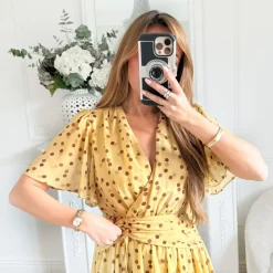 ROBE JAUNE POIS CHOCO