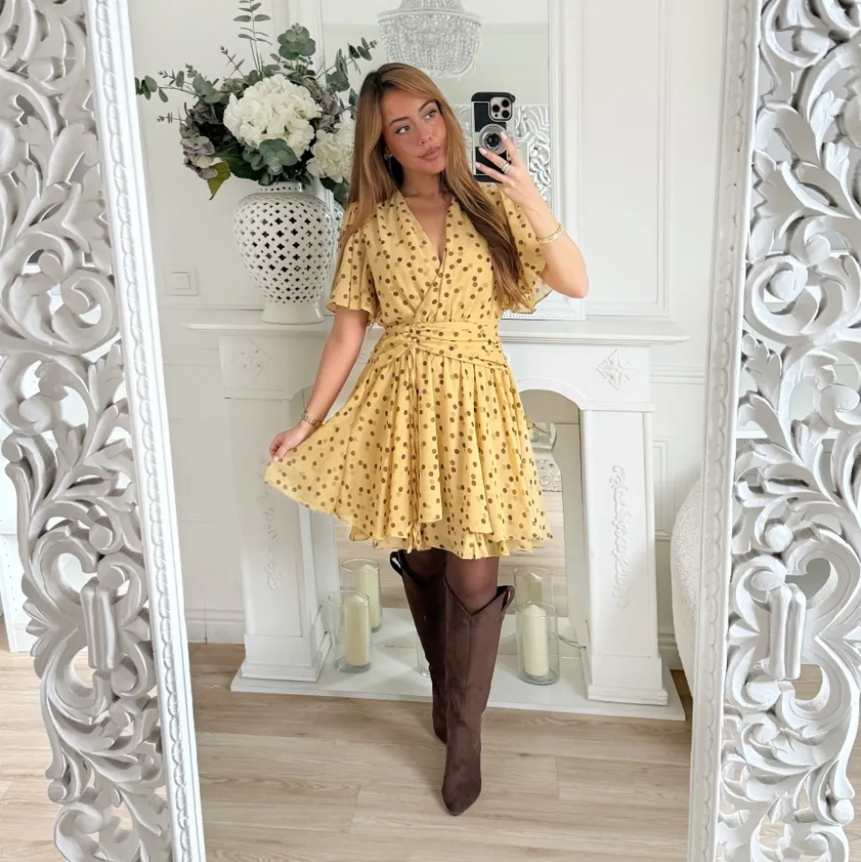 ROBE JAUNE POIS CHOCO