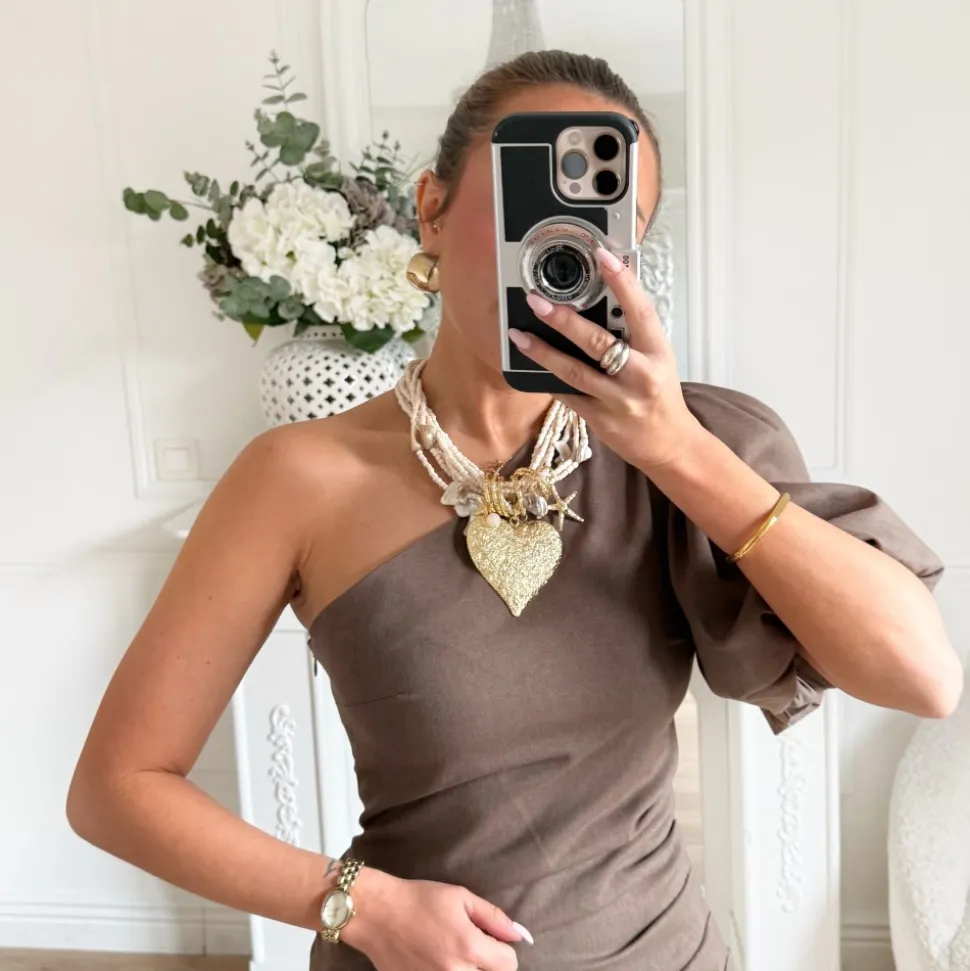 ROBE MONOMANCHE EN LIN CHOCO