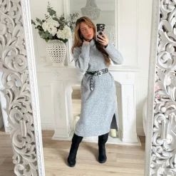 ROBE PULL COL ROULÉ GRIS DORIANE