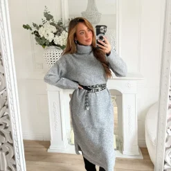 ROBE PULL COL ROULÉ GRIS DORIANE