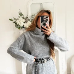 ROBE PULL COL ROULÉ GRIS DORIANE