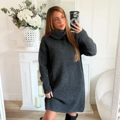 ROBE PULL COL ROULÉ GRIS SÉRÉNA