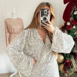 ROBE SEQUINS ARGENTÉS LYANA