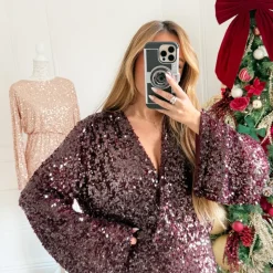 ROBE SEQUINS BORDEAUX LYANA