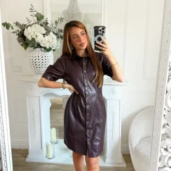 ROBE SIMILI CUIR PRUNE CLAUDIE