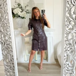 ROBE SIMILI CUIR PRUNE CLAUDIE