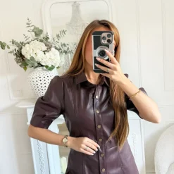 ROBE SIMILI CUIR PRUNE CLAUDIE