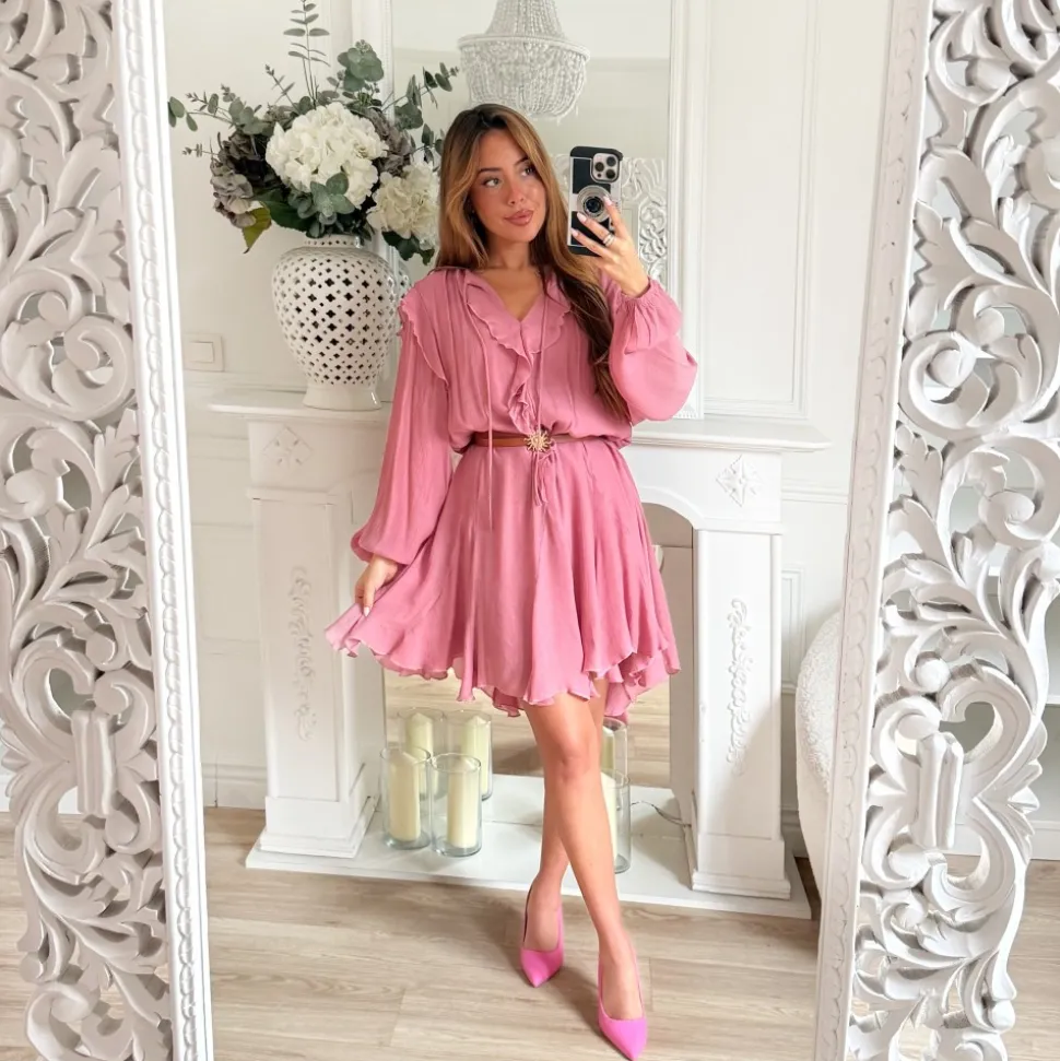 ROBE VIEUX ROSE BIJOU SOLEIL EN LIN