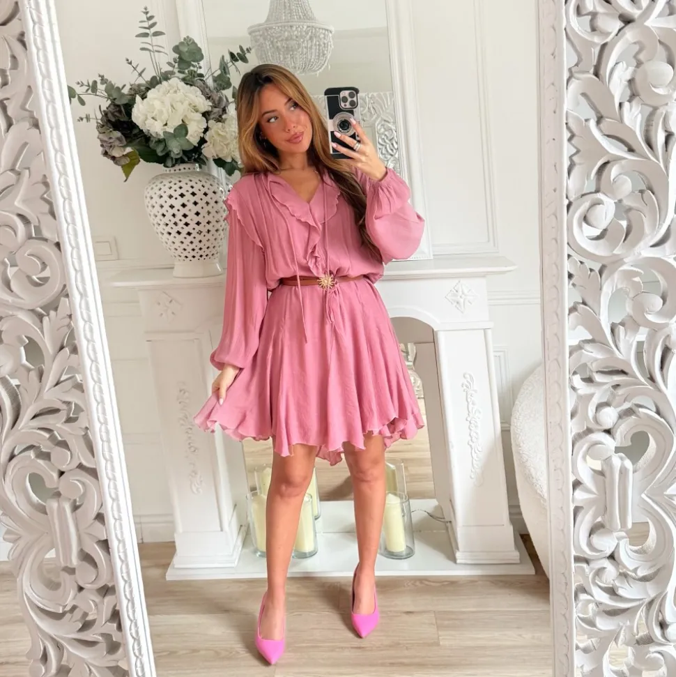 ROBE VIEUX ROSE BIJOU SOLEIL EN LIN