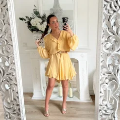 ROBE VOLANTS JAUNE BIJOUX