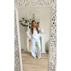 SWEAT BLEU BANDES PINK INÉS