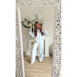 SWEAT BLEU BANDES PINK INÉS