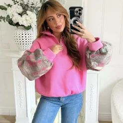 SWEAT FUSHIA MANCHES MOTIFS JEANNINE