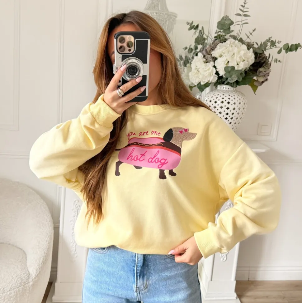 SWEAT JAUNE HOT DOG