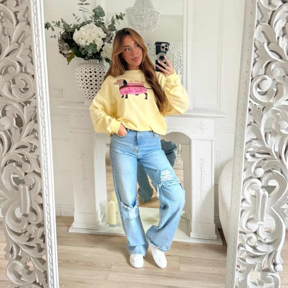 SWEAT JAUNE HOT DOG