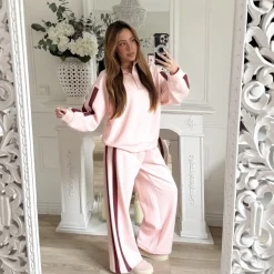 SWEAT PINK BANDES BURGUNDY INÉS