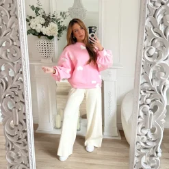 SWEAT PINK MOTIFS COEURS OLGA