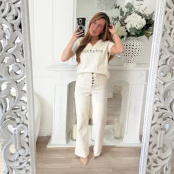 TEE SHIRT BEIGE COL V BICHETTE