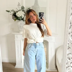 TEE SHIRT BLANC NOEUD NOUÉ