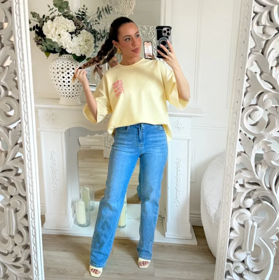 TEE SHIRT JAUNE AMORE QUALITE PREMIUM