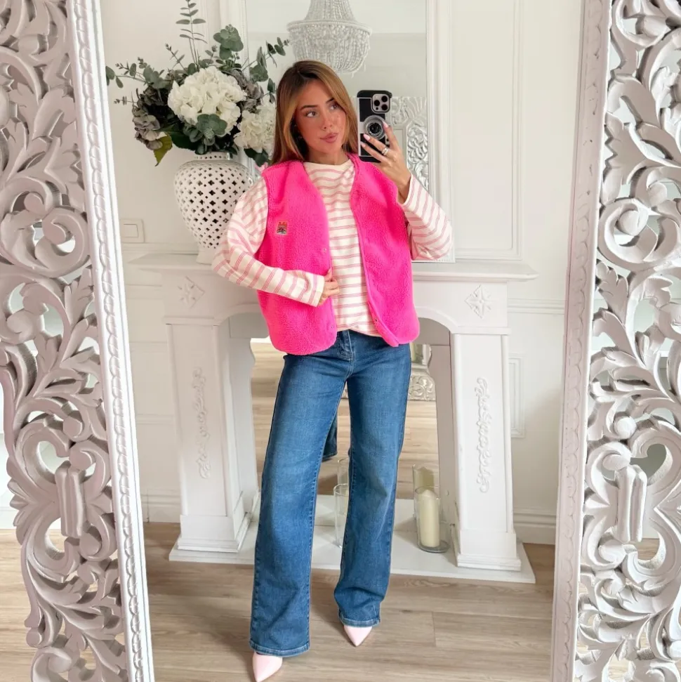 TEE SHIRT MANCHES LONGUES MARINIERE ROSE